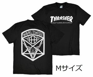 Tシャツ 黒 スラッシャー HUF 半袖 ストリート系 スケボー サーフィン スケードボード コラボ M