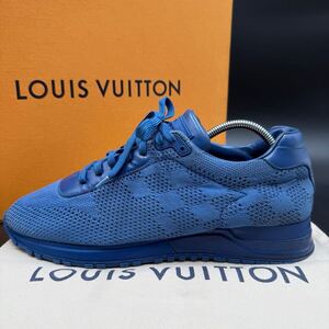 1円 【極上品】 LOUIS VUITTON ルイヴィトン ランアウェイライン ダミエ ファブリック メンズ スニーカー シューズ 靴 ブルー 25cm相当