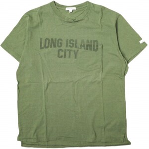 Engineered Garments エンジニアードガーメンツ Printed Cross Crew Neck T-shirt - Long Island City ポケットTシャツ M Olive g16214