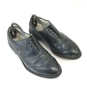 Vintage★MUNSING WEAR/マンシングウェア★スチールスパイク/ゴルフシューズ【25.5/黒/BLACK】日本製/フルブローグ/ウイングチップ◆bH-164