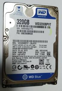 Western Digital 2.5 SATA HDD 320GB 9.5mm WD3200BPVT 正常判定 動作確認済中古品 送料無料 ノートパソコン・外付け・バックアップ等に