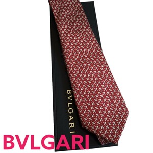 ★極美品★ BVLGARI　ブルガリ　ネクタイ　シルクタイ　赤　レッド　箱付き