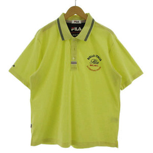フィラ FILA ポロシャツ ロゴ刺繍 半袖 コットン混 イエロー レモンイエロー 黄色 3L 大きいサイズ メンズ