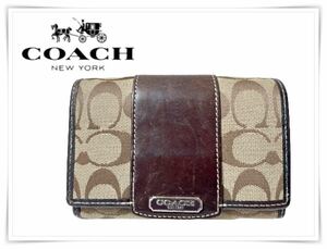 コーチ COACH 二つ折り財布 チャコール シグネチャー PVC レザー