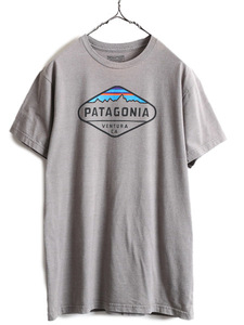 17年製 ■ パタゴニア プリント 半袖 Tシャツ メンズ L / 古着 Patagonia アウトドア フィッツロイ クレスト プリントTシャツ ロゴT グレー