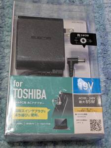 ◎0612u1041　エレコム ノートPC用ACアダプター 丸型コネクタ 19V TOSHIBA ACDC-1965TOBK