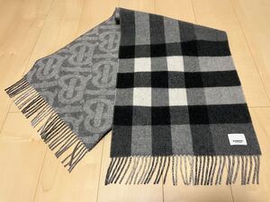 BURBERRY　バーバリー　マフラー　カシミア100％　モノグラム　リバーシブル　大判マフラー　美品　送料無料!!!