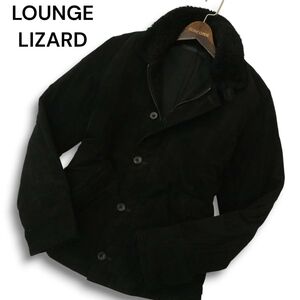 LOUNGE LIZARD ラウンジリザード 秋冬 シンサレート 中綿★ 格子柄 襟ボア コーデュロイ ジャケット Sz.2 メンズ 黒 日本製　A4T12944_C#N