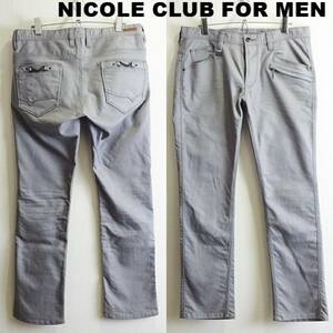 即決★ 送料無★ 良品★　ニコルクラブフォーメン　デザインパンツ　W84cm　ストレッチ　シューカット　グレー　NICOLE CLUB FOR MEN　H445