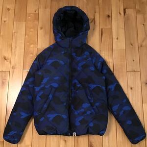 Blue camo ダウンジャケット Sサイズ hoodie down jacket a bathing ape bape エイプ ベイプ アベイシングエイプ パーカー 迷彩 ブルーカモ