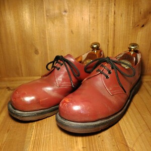 貴重 入手困難 英国製 ホワイト社 ドクターマーチン Dr.Martens 3ホール レザーシューズ UK7 鉄入 チェリーレッド oi PUNK SKINS パンク