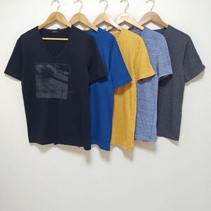 お得!!【まとめ売り】半袖 Tシャツ 5着 セット nano BArE ナノベース COMME CA ISM コムサイズム シンプル 無地 メンズ サイズ L /Y15294jg