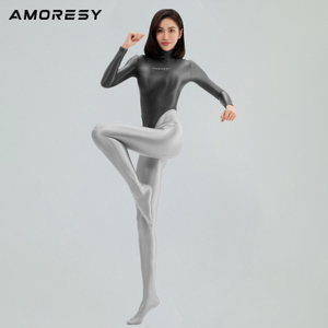 ・スピード発送 送料390円 AMORESY Clotho 長袖 レオタード コスプレ レースクイーン競泳水着 競技ダンス新体操仮装 010(DARK GRAY)Ｌ