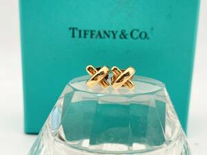 ミさ［PKY35］1円スタート！　TIFFANY&Co. ティファニー クロス ステッチ ピアス K18 　中古品　コンパクトサイズ