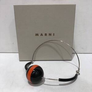 【MARNI】マルニ ネックレス ブラック シルバー オレンジ ビックトップ ts202404