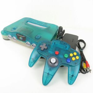 佐百K6900●【《N64》動作OK★NINTENDO 64 [NUS-001] クリアブルー】任天堂 ニンテンドー64 スケルトン コントローラー