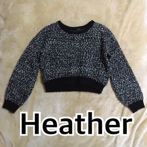 ニット セーター 黒 ホワイト ブラック 白 mix ミックス ショート 短い 冬 トップス ヘザー 冬 秋 Heather 可愛い セクシー デート