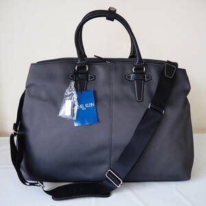 ◆未使用品*MICHEL KLEIN/ミッシェルクラン*マルエム松崎*2way*レザーコンビ*ボストンバッグ*A4*グレー×黒◆