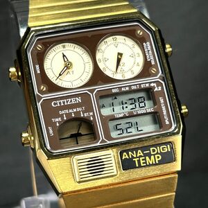 復刻モデル 新品 CITIZEN シチズン ANA-DIGI TEMP アナデジテンプ JG2103-72X 腕時計 クオーツ 多機能 ゴールド カレンダー 新品電池交換済