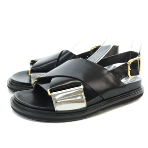 マルニ MARNI フスベット FUSSBETT SANDAL サンダル レザー ストラップ 36 23cm 黒 ブラック FBMSV05G01 /SR レディース