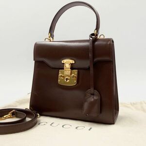 【極美品・保存袋付】グッチ GUCCI ショルダーバッグ 2way ハンドバッグ レディロック ミニバッグ トップハンドル ゴールド金具