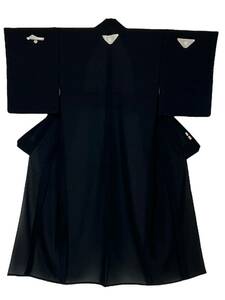 喪服 夏着物 絽 正絹 ブラックフォーマル 着物 きもの カジュアル着物 リサイクル着物 kimono 中古 仕立て上がり 身丈153.5cm 裄丈61cm
