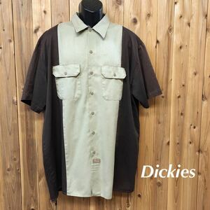 Dickies／ディッキーズ◇半袖シャツ ワークシャツ トップス 大きいサイズ バイカラー 二つポケット アメカジ ストリート USA古着 メンズXXL