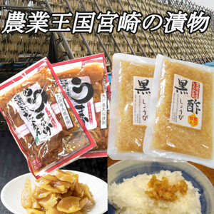 宮崎の漬物　黒酢しょうが130g×2袋　うまか醤油たくあん180g×2袋　ご飯のお供　送料無料