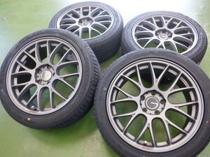 K 送料無料 即納 24年製 美品 RAYS ホムラ 2×8 GT 18 5H114.3 8J+43 サマータイヤ 235/45R18 クラウン マークX カムリ レクサス ES GS