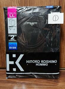 【送料無料】HIROKO KOSHINO HOMME ヒロコ コシノ オム 丸首 吸水 速乾 ブラック LL 2枚入り メンズ 肌着 新品（未開封）①