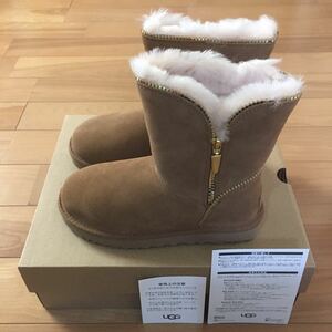 UGG AUSTRALIA W FLORENCE アグ フローレンス ムートン ボア スエード レザー ブーツ チェスナット 22cm USA5 国内正規品 新品未使用 人気