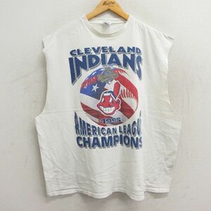 XL/古着 スターター ビンテージ ノースリーブ Tシャツ メンズ 90s MLB クリーブランドインディアンス 大きいサイズ コットン クルーネ