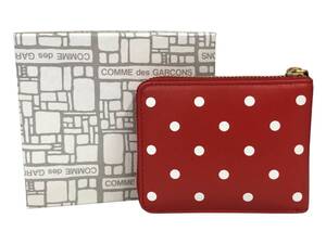 COMME des GARCONS (コムデギャルソン) POLKA DOTS PRINTED 二つ折り財布 ウォレット SA7100PD-RDRDOS レザー 水玉 ドット/025