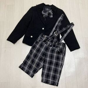 MB パンツ　フォーマル　卒業式 3点セット　女の子　キッズ　140 制服　チェック柄　上下　セットアップ　ブレザー　サスペンダー