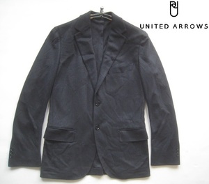 美品!!ユナイテッドアローズ UNITED ARROWS*艶感ニット織り2つボタンジャケット・紺ブレザー S ネイビー