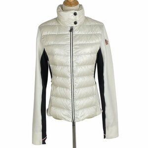 【在庫一掃】 モンクレール MONCLER ロゴ スウェット ダウンジャケット 異素材 切替ダウン カーディガン アウター ホワイト 【中古】