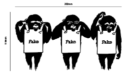 自作カッティングステッカー 精密 バンクシー 「見ざる聞かざる言わざる」(正式タイトル不明) 200×111mm ネコポス対応可 同梱可[S-256]