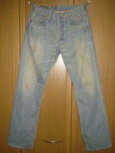 フィリピン製 Levis リーバイス 03501 ヒゲ ヴィンテージ加工 USED加工 デニム ジーンズ 薄い色 コーンミルズ W30 501 パンツ ( M L