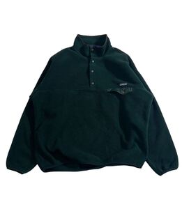 USA製 大きいサイズ ■ Patagonia パタゴニア ■ ロゴ ラベル SYNCHILLA シンチラ フリース ボア スナップT ダークグリーン XL