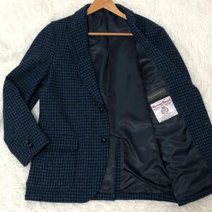 極美品◎圧巻の存在感◎Harris Tweed × McHENRY くるみボタン テーラードジャケット メンズ Lサイズ 青 チェック ハリスツイード ブレザー