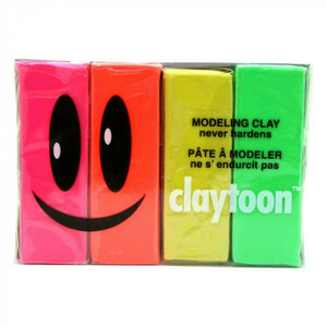 MODELING CLAY(モデリングクレイ) claytoon(クレイトーン) カラー油粘土 4色組(ネオン) 1Pound 3個セット