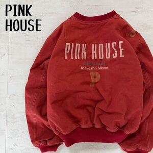 PINK HOUSEピンクハウスロゴ入りジャンパーブルゾンレッド裏地イチゴ