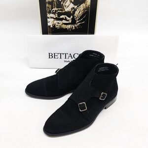 491078【39】イタリア製 BETTACCINI スエード ダブルモンク ショート ブーツ 約24cm ブラック 5506 ベッタチーニ メンズ▲2