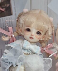 ドール ウィッグ BJD 人形 1/6 幼SD 編み込み ジェニー ピンク