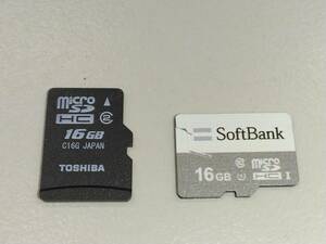 L991机　microSDHC16GB 2枚セット　マイクロSDHCメモリーカード　Softbank TOSHIBA Class2 Class10 5/10
