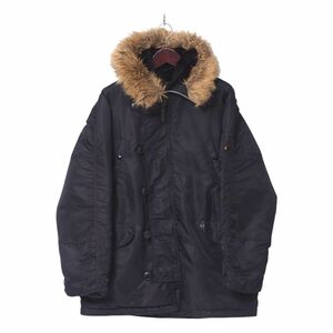 TI1972◎ALPHA INDUSTRIES アルファ 20024 N-3B フライトジャケット CORE SPEC U.S.サイズ ミリタリージャケット 中綿 フード コート L 黒