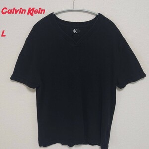 【レア】Calvin Klein カルバン クライン サマーニット 半袖 セーター オンワード樫山 麻混 サイズL