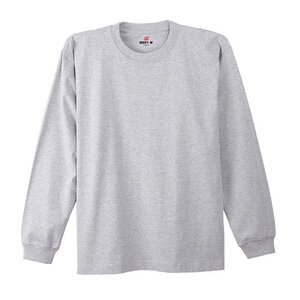 Hanes ヘインズ 厚地 BEEFY ビーフィー 無地 ロングスリーブ Tシャツ 1点 長袖 グレー XL H5186 メンズ レディース 人気 おすすめ　新品　