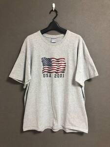 名作 SONOMA GENUINE JEAN COMPANY USA 2001 国旗 プリント クルーネック Tシャツ ソノマ XL グレー