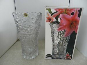 花瓶　クリスタルガラス　曽我ガラス　11インチ　未使用品　ぶどう